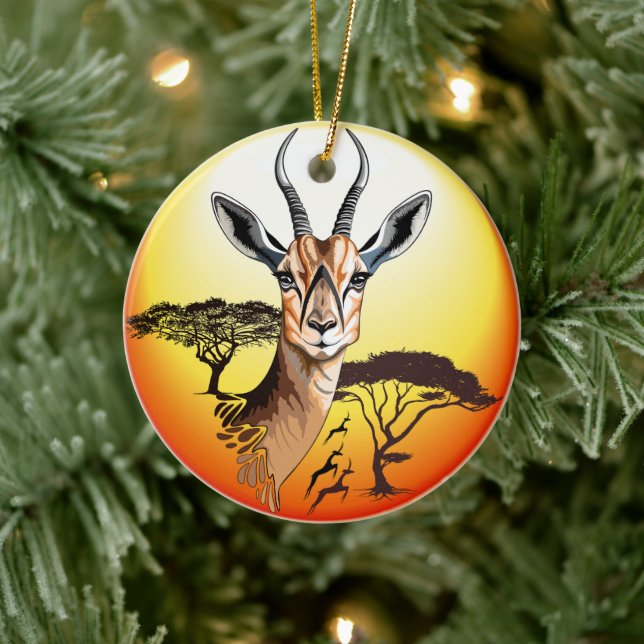 Décoration En Céramique Gazelle Antelope africaine animal sauvage (Arbre)