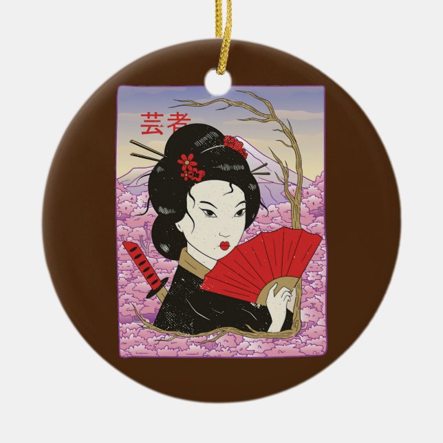 Décoration En Céramique Geisha Samurai Japon Culture Japonaise Kawaii (Devant)