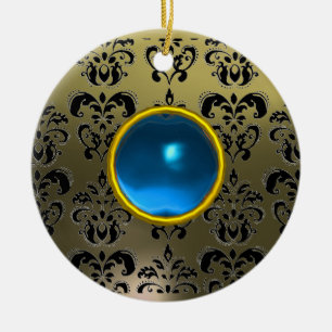 DÉCORATION EN CÉRAMIQUE GEM BLEU BLEU BLEU BLEU CLASSÉ NOIR