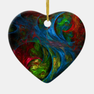 Décoration En Céramique Genesis Blue Abstract Art Heart Ornament