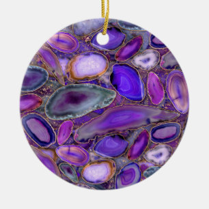 Décoration En Céramique Geodes cristal motif - violet et violet