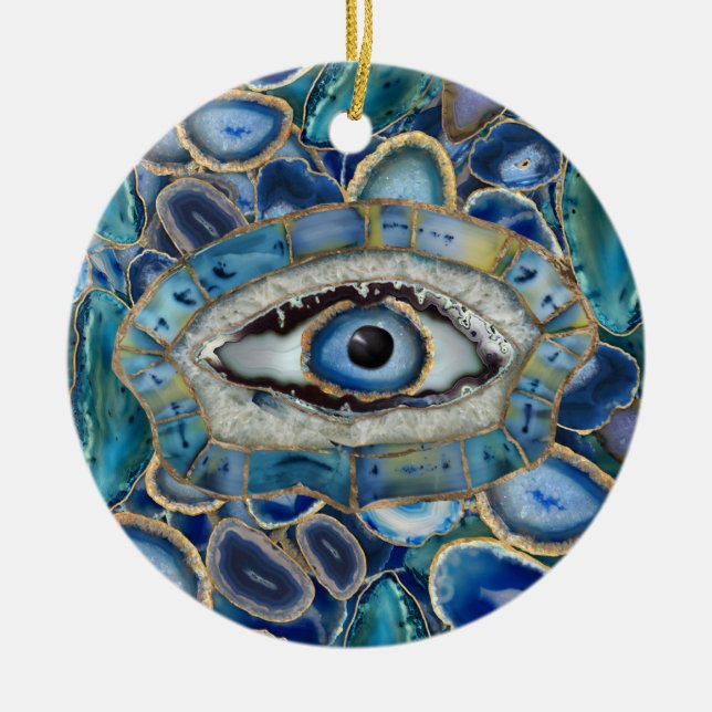 Décoration En Céramique Géodes et cristaux bleus de l'émulet des yeux mal (Devant)