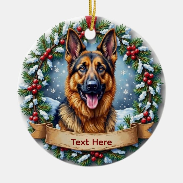 Décoration En Céramique German Shepherd Christmas (Devant)