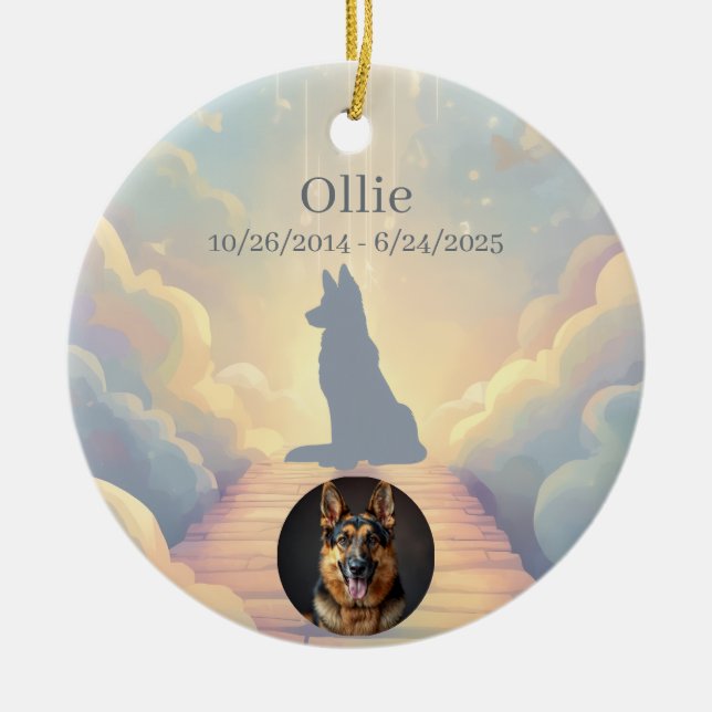 Décoration En Céramique German Shepherd Rainbow Bridge Ornament (Devant)
