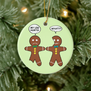 Décoration En Céramique Gingerbread Cookie Humour de Noël Vert