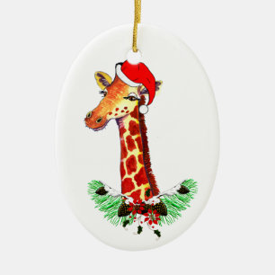 Décoration En Céramique Girafe de Noël