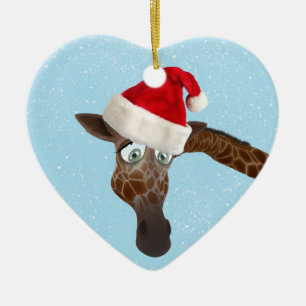 Décoration En Céramique Girafe drôle mignonne dans le casquette de Père