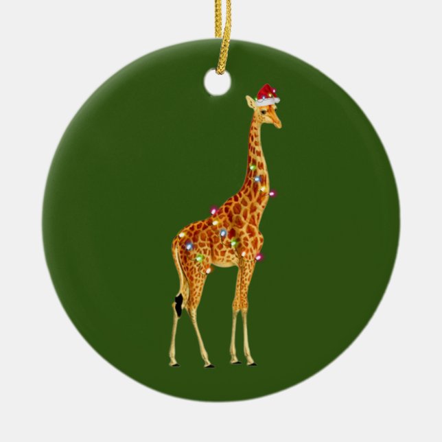 Décoration En Céramique GIRAFFE Avec Casquette Scaft Noël (Devant)