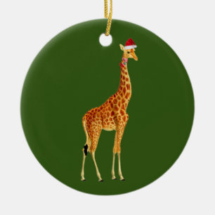 Décoration En Céramique Giraffe Avec Casquette Scaft Noël