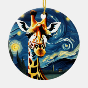 Décoration En Céramique Giraffe dans la nuit étoilée