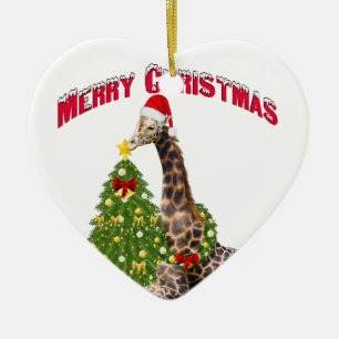 Décoration En Céramique Giraffe de Noël