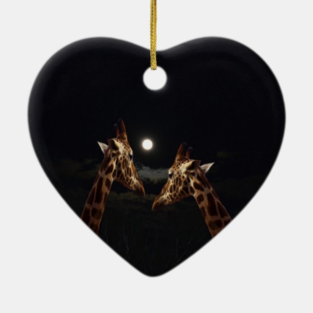 Décoration En Céramique Giraffe Love In the Moonlight (Dos)
