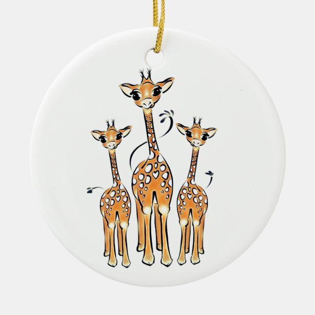 Décoration En Céramique Giraffes Bébés mignonnes, animaux de safari (Devant)