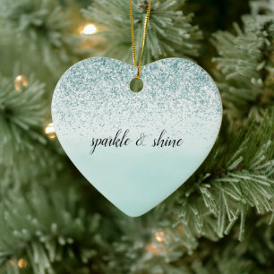 Décoration En Céramique Girly Glitz Mint Ombre Parties scintillant Gold He