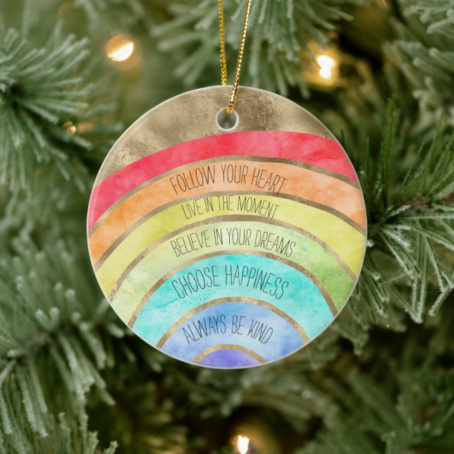 Décoration En Céramique Glam GoId Citations Inspirationnelles Rainbow (Arbre)