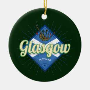 Décoration En Céramique Glasgow UK City Scotland Retro Bagpipes Vintage