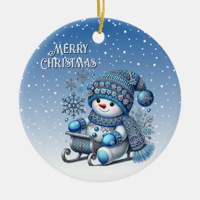 Décoration En Céramique Glissant Snowman Noël Ornament (Devant)