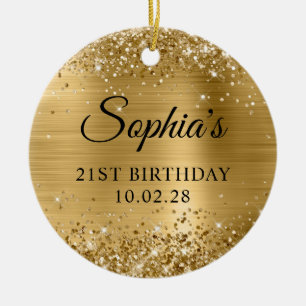 Décoration En Céramique Glittery Gold Foil 21e anniversaire Photo