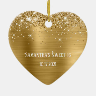 Décoration En Céramique Glittery Gold Foil Personnalisé Sweet 16