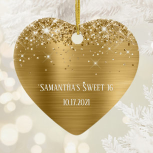 Décoration En Céramique Glittery Gold Foil Personnalisé Sweet 16