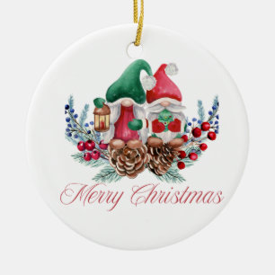 Décoration En Céramique Gnome Joyeux Noël habillé pour Noël sur un