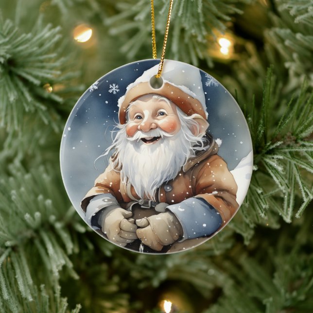 Décoration En Céramique Gnome Mignonne En Neige Hiver (Arbre)