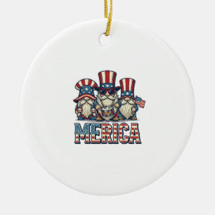 Décoration En Céramique Gnome Patriotique Merica Design Vectoriel Vintage_