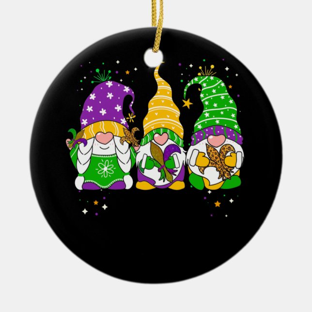 Décoration En Céramique Gnomes Mardi Gras Gnome Fleur De Lis Gras Mardi (Devant)