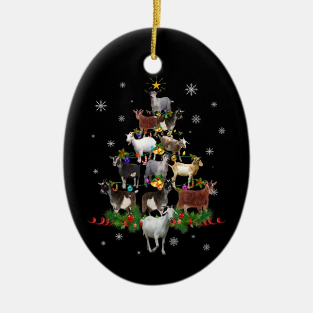 Décoration En Céramique Goat Christmas Tree Snow Goat Xmas (Devant)