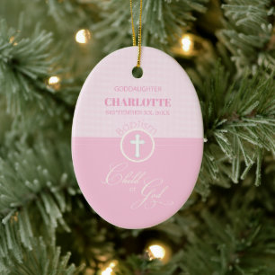 Décoration En Céramique Godgirl Baptême Pink Enfant de Dieu Personnalisé