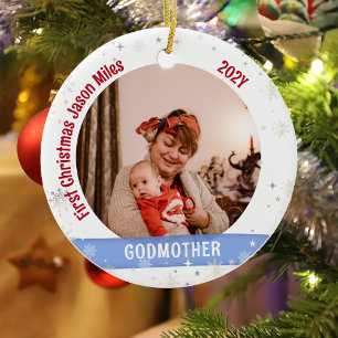 Décoration En Céramique Godmère Baby Personnalisée Première photo de Noël