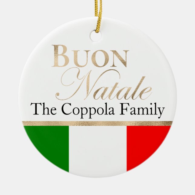 Décoration En Céramique Gold Buon Natale Italie Drapeau Noël (Devant)
