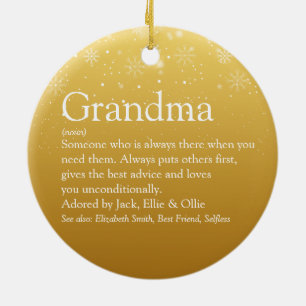 Décoration En Céramique Gold Christmas Grandma Grandmother Definition 
