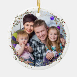Décoration En Céramique Gold Circle Photo famille Noël