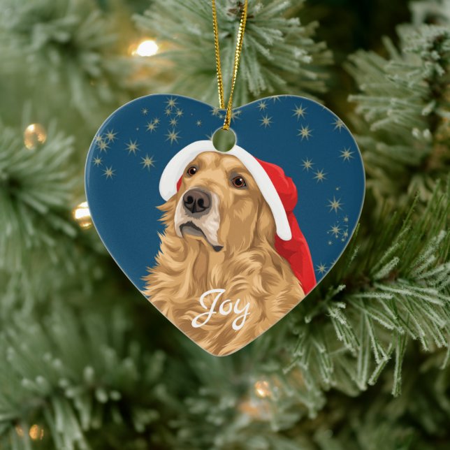 Décoration En Céramique Gold Stars Golden Retriever Noël (Arbre)
