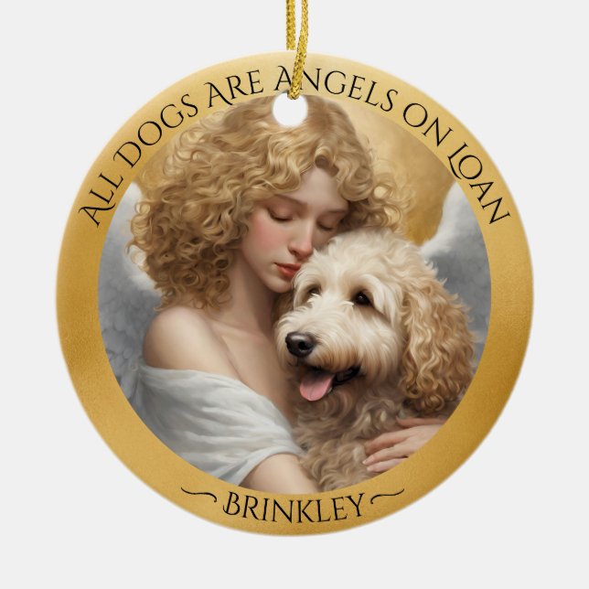 Décoration En Céramique Golden Doodle Angel Mémorial personnalisé (Devant)