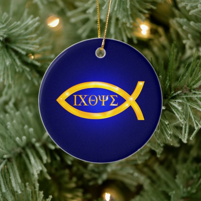 Décoration En Céramique Golden Ichthys | Poisson chrétien (Arbre)