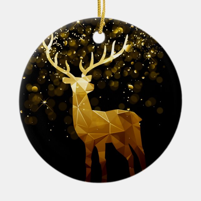 Décoration En Céramique Golden Polygon Geometry Deer Personnalisé (Devant)