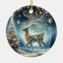 Golden Reindeer Noël Blue Sky Belle