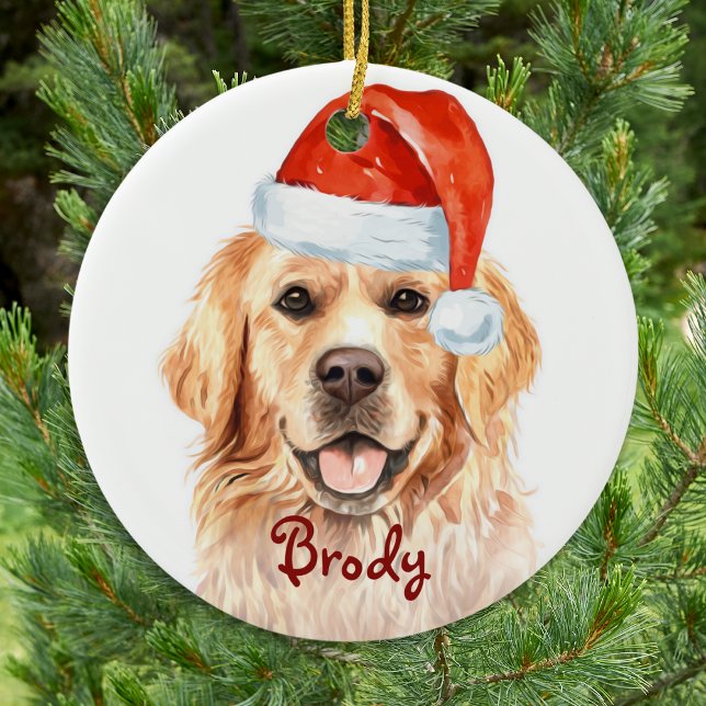 Décoration En Céramique Golden Retriever Christmas Père Noël Cute Dog (Créateur téléchargé)