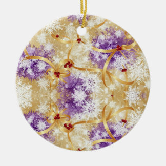 Décoration En Céramique Golden Snowfall Ribbon — Elegant Christmas Design