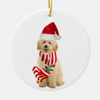 Décoration En Céramique Goldendoodle Avec Casquette Scaft Christmas