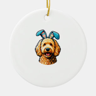 Décoration En Céramique Goldendoodle de Pâques Chien portant des oreilles