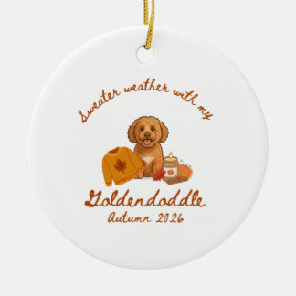 Décoration En Céramique Goldendoodle Hygge d'automne
