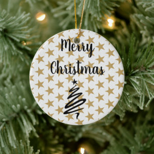 Décoration En Céramique Golds Stars Noël