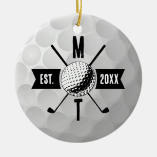 Décoration En Céramique Golf Ball Texture & Club Premier Monogramme