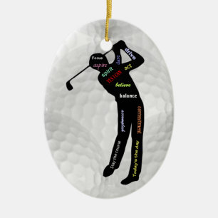 Décoration En Céramique Golf Balls et golfeurs Motivational Words Ceramic