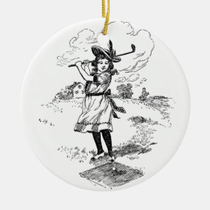 Décoration En Céramique Golf Girl Golfing Art Vintage