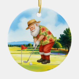 Décoration En Céramique Golf Juillet Noël avec Santa Claus Golf