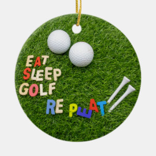 Décoration En Céramique Golf manger dormir golf répéter